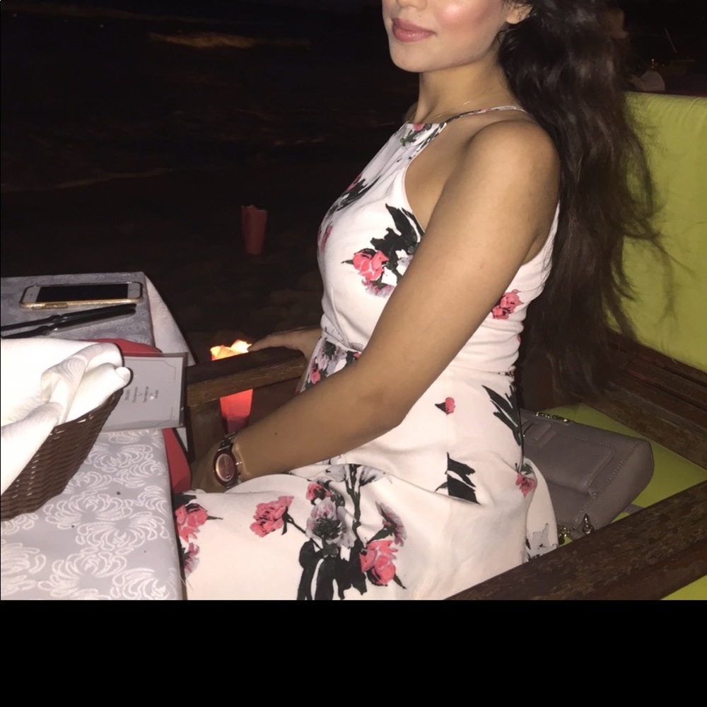 Halter neck white floral dress